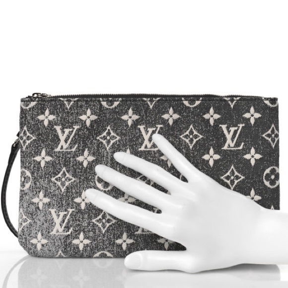 Louis Vuitton Gray Jacquard Denim Ombré Neverfull Pochette - Picture 7 of 7